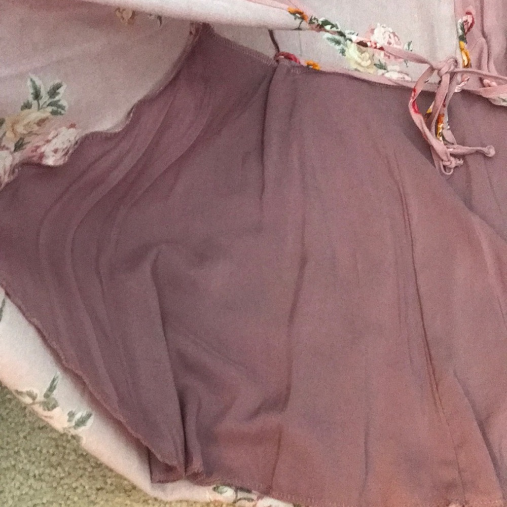 Mauve Floral Wrap Dress - Picture 6 of 7